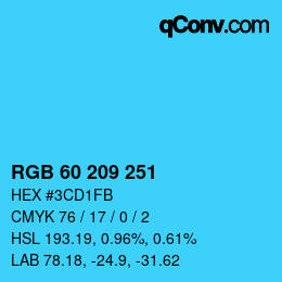 カラーコード: RGB 60 209 251 | qconv.com