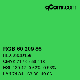 カラーコード: RGB 60 209 86 | qconv.com