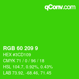 カラーコード: RGB 60 209 9 | qconv.com