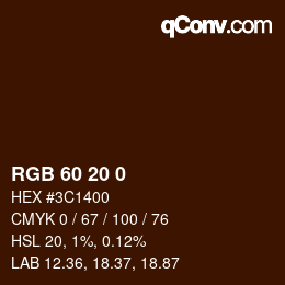 颜色代码: RGB 60 20 0 | qconv.com