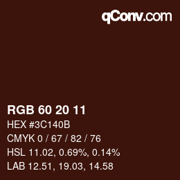 Color code: RGB 60 20 11 | qconv.com