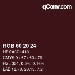 カラーコード: RGB 60 20 24 | qconv.com