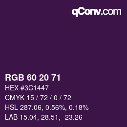Color code: RGB 60 20 71 | qconv.com
