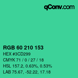 Color code: RGB 60 210 153 | qconv.com