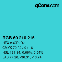カラーコード: RGB 60 210 215 | qconv.com