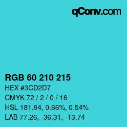 Color code: RGB 60 210 215 | qconv.com