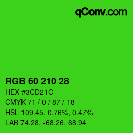 Color code: RGB 60 210 28 | qconv.com