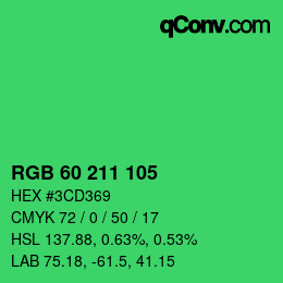 颜色代码: RGB 60 211 105 | qconv.com