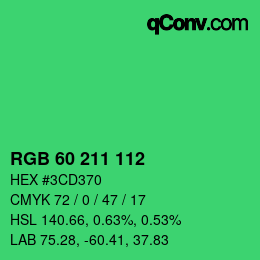 Farbcode: RGB 60 211 112 | qconv.com