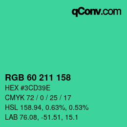颜色代码: RGB 60 211 158 | qconv.com