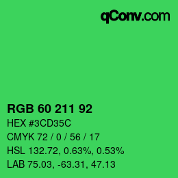 颜色代码: RGB 60 211 92 | qconv.com