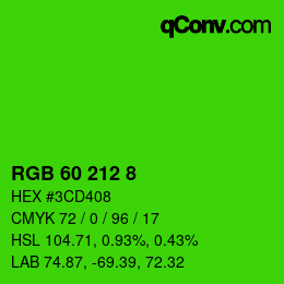 颜色代码: RGB 60 212 8 | qconv.com