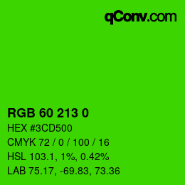 カラーコード: RGB 60 213 0 | qconv.com