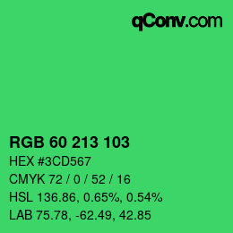 カラーコード: RGB 60 213 103 | qconv.com