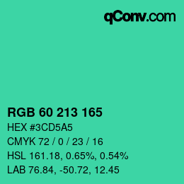 Color code: RGB 60 213 165 | qconv.com