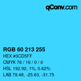 カラーコード: RGB 60 213 255 | qconv.com