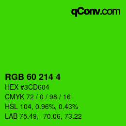 カラーコード: RGB 60 214 4 | qconv.com