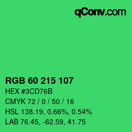 颜色代码: RGB 60 215 107 | qconv.com