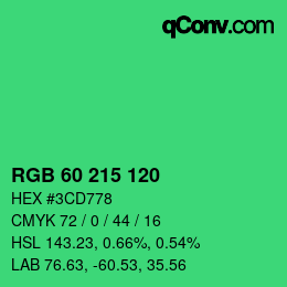 颜色代码: RGB 60 215 120 | qconv.com