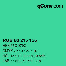 颜色代码: RGB 60 215 156 | qconv.com