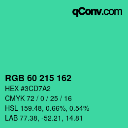 颜色代码: RGB 60 215 162 | qconv.com