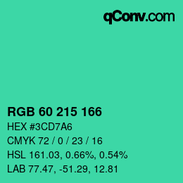 颜色代码: RGB 60 215 166 | qconv.com