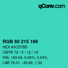 Color code: RGB 60 215 189 | qconv.com