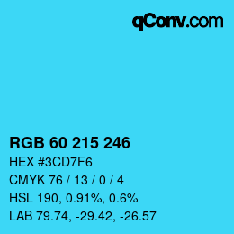 Color code: RGB 60 215 246 | qconv.com
