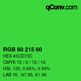 カラーコード: RGB 60 215 60 | qconv.com