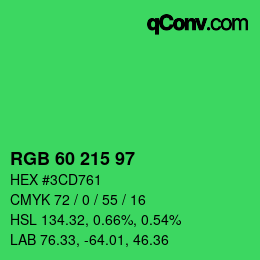 Color code: RGB 60 215 97 | qconv.com