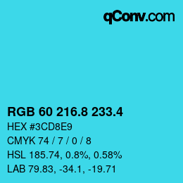カラーコード: RGB 60 216.8 233.4 | qconv.com