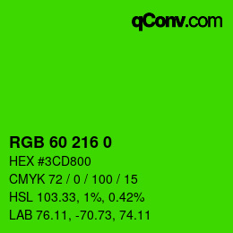 カラーコード: RGB 60 216 0 | qconv.com