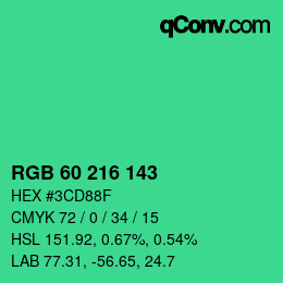 カラーコード: RGB 60 216 143 | qconv.com