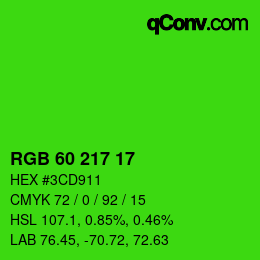 Color code: RGB 60 217 17 | qconv.com