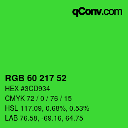 Color code: RGB 60 217 52 | qconv.com