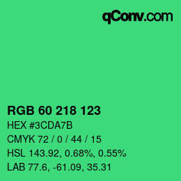 カラーコード: RGB 60 218 123 | qconv.com