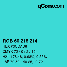 Color code: RGB 60 218 214 | qconv.com