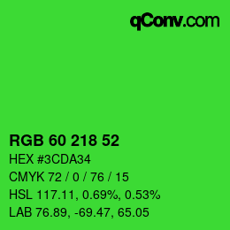 Color code: RGB 60 218 52 | qconv.com
