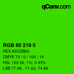 カラーコード: RGB 60 219 0 | qconv.com