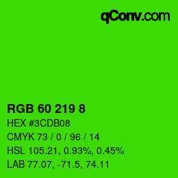 Color code: RGB 60 219 8 | qconv.com