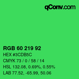 Color code: RGB 60 219 92 | qconv.com