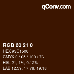 Color code: RGB 60 21 0 | qconv.com