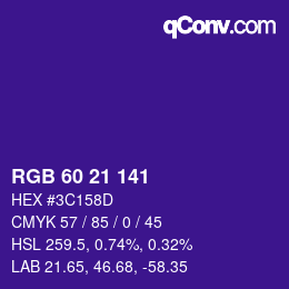 カラーコード: RGB 60 21 141 | qconv.com