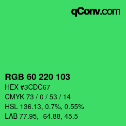 カラーコード: RGB 60 220 103 | qconv.com