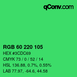 カラーコード: RGB 60 220 105 | qconv.com