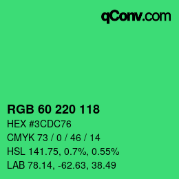 Color code: RGB 60 220 118 | qconv.com