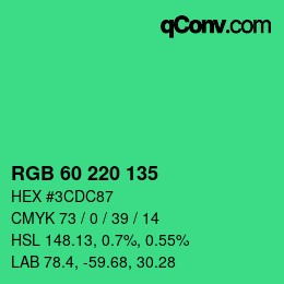 Color code: RGB 60 220 135 | qconv.com