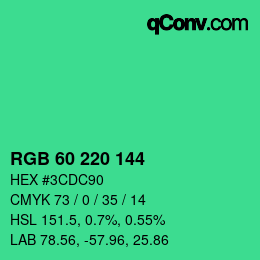 カラーコード: RGB 60 220 144 | qconv.com