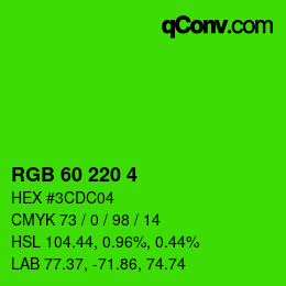 颜色代码: RGB 60 220 4 | qconv.com