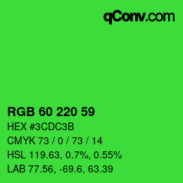 カラーコード: RGB 60 220 59 | qconv.com